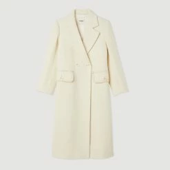 Outlet ???? Sandro Long ???? Coat With Wide Collar Ecru ???? 13 Outlet ???? Sandro Long ???? Coat With Wide Collar Ecru ???? -Sandro Shop Sandro SFPOU00491 11 V P