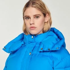 Outlet ???? Sandro Short Padded Jacket With Hood Electric Blue ???? -Sandro Shop Sandro SFPOU00514 D279 V 3