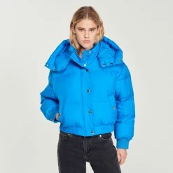 Outlet ???? Sandro Short Padded Jacket With Hood Electric Blue ???? -Sandro Shop Sandro SFPOU00514 D279 V 4