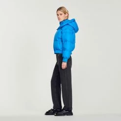 Outlet ???? Sandro Short Padded Jacket With Hood Electric Blue ???? -Sandro Shop Sandro SFPOU00514 D279 V 6