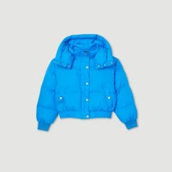 Outlet ???? Sandro Short Padded Jacket With Hood Electric Blue ???? -Sandro Shop Sandro SFPOU00514 D279 V P