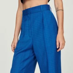 Top 10 ???? Sandro Straight-leg Trousers Electric Blue ???? -Sandro Shop Sandro SFPPA00872 D279 V 3