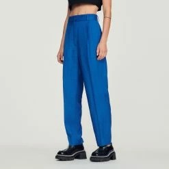 Top 10 ???? Sandro Straight-leg Trousers Electric Blue ???? -Sandro Shop Sandro SFPPA00872 D279 V 4