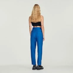 Top 10 ???? Sandro Straight-leg Trousers Electric Blue ???? -Sandro Shop Sandro SFPPA00872 D279 V 5