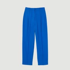Top 10 ???? Sandro Straight-leg Trousers Electric Blue ???? -Sandro Shop Sandro SFPPA00872 D279 V P