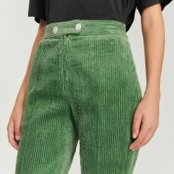 Promo ???? Sandro Corduroy Straight-leg Trousers Olive Green ⌛ 9 Promo ???? Sandro Corduroy Straight-leg Trousers Olive Green ⌛ -Sandro Shop Sandro SFPPA00992 802 V 3