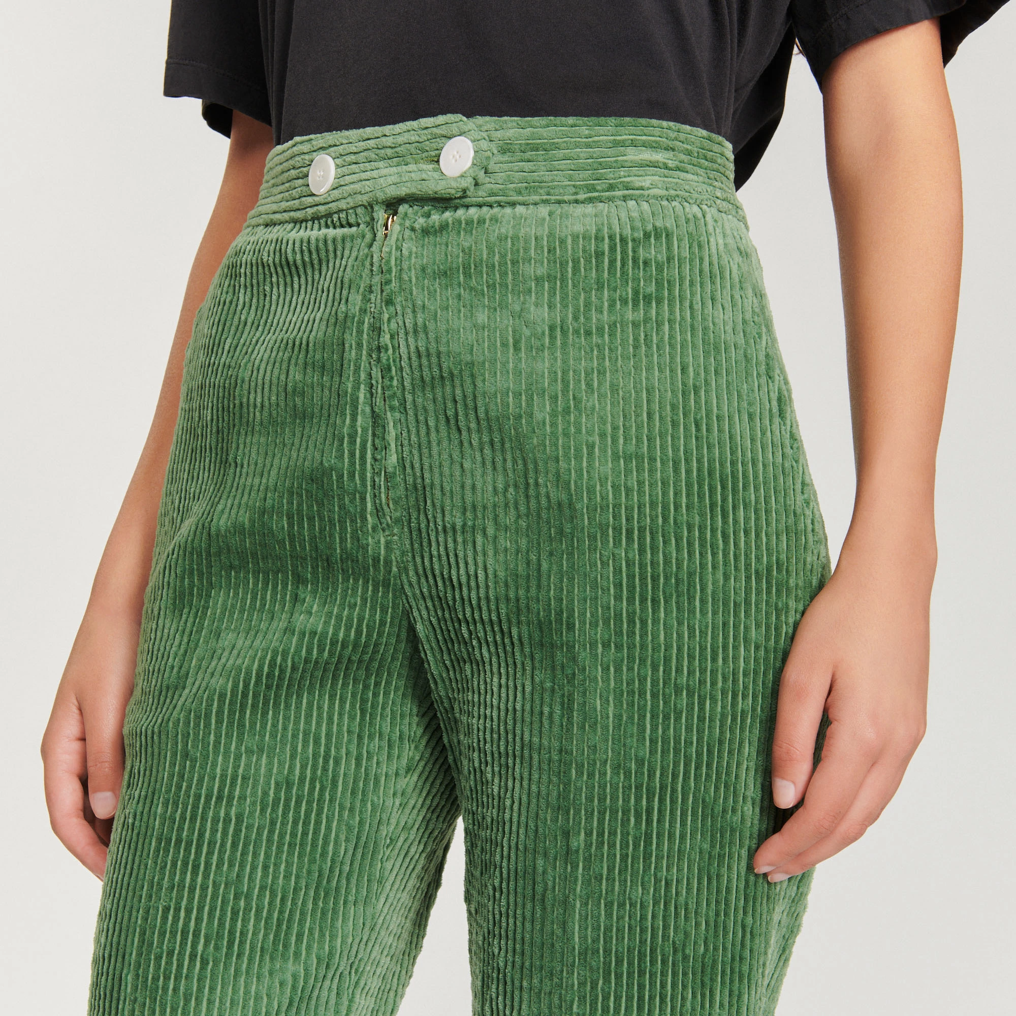 Promo ???? Sandro Corduroy Straight-leg Trousers Olive Green ⌛ 3 Promo ???? Sandro Corduroy Straight-leg Trousers Olive Green ⌛ - Image 3