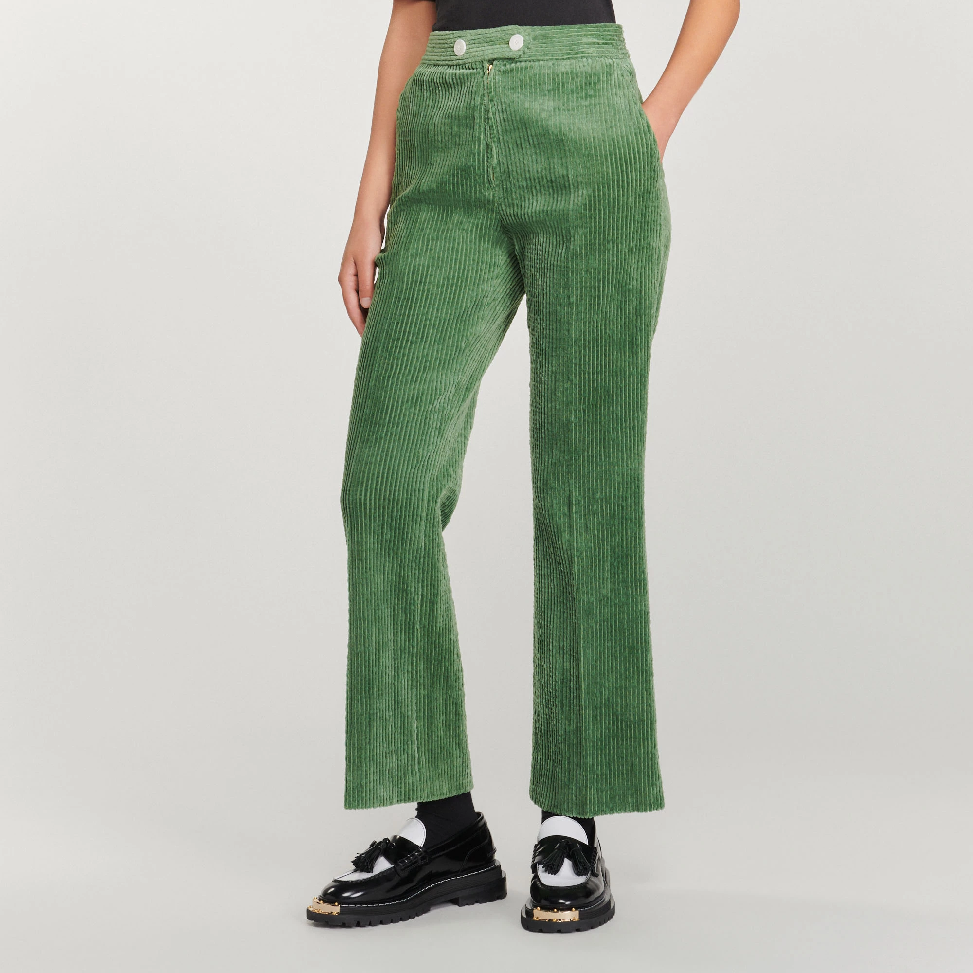 Promo ???? Sandro Corduroy Straight-leg Trousers Olive Green ⌛ 4 Promo ???? Sandro Corduroy Straight-leg Trousers Olive Green ⌛ - Image 4