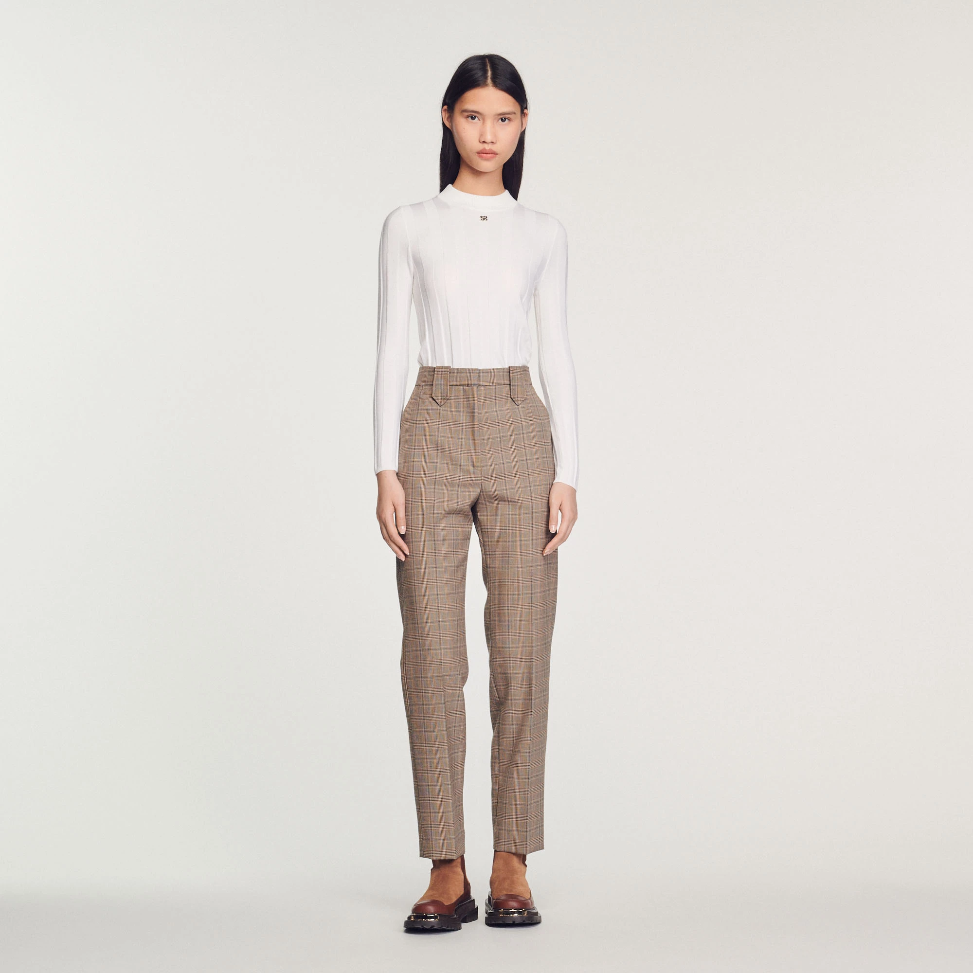Flash Sale ???? Sandro Straight-leg Checked Trousers Brown ???? 2 Flash Sale ???? Sandro Straight-leg Checked Trousers Brown ???? - Image 2