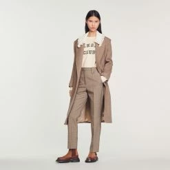 Flash Sale ???? Sandro Straight-leg Checked Trousers Brown ???? 10 Flash Sale ???? Sandro Straight-leg Checked Trousers Brown ???? -Sandro Shop Sandro SFPPA00996 G023 V 4