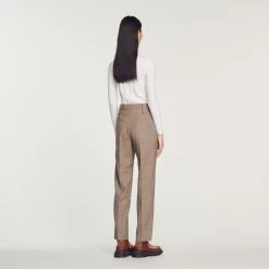 Flash Sale ???? Sandro Straight-leg Checked Trousers Brown ???? 11 Flash Sale ???? Sandro Straight-leg Checked Trousers Brown ???? -Sandro Shop Sandro SFPPA00996 G023 V 5