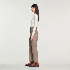 Flash Sale ???? Sandro Straight-leg Checked Trousers Brown ???? 12 Flash Sale ???? Sandro Straight-leg Checked Trousers Brown ???? -Sandro Shop Sandro SFPPA00996 G023 V 6