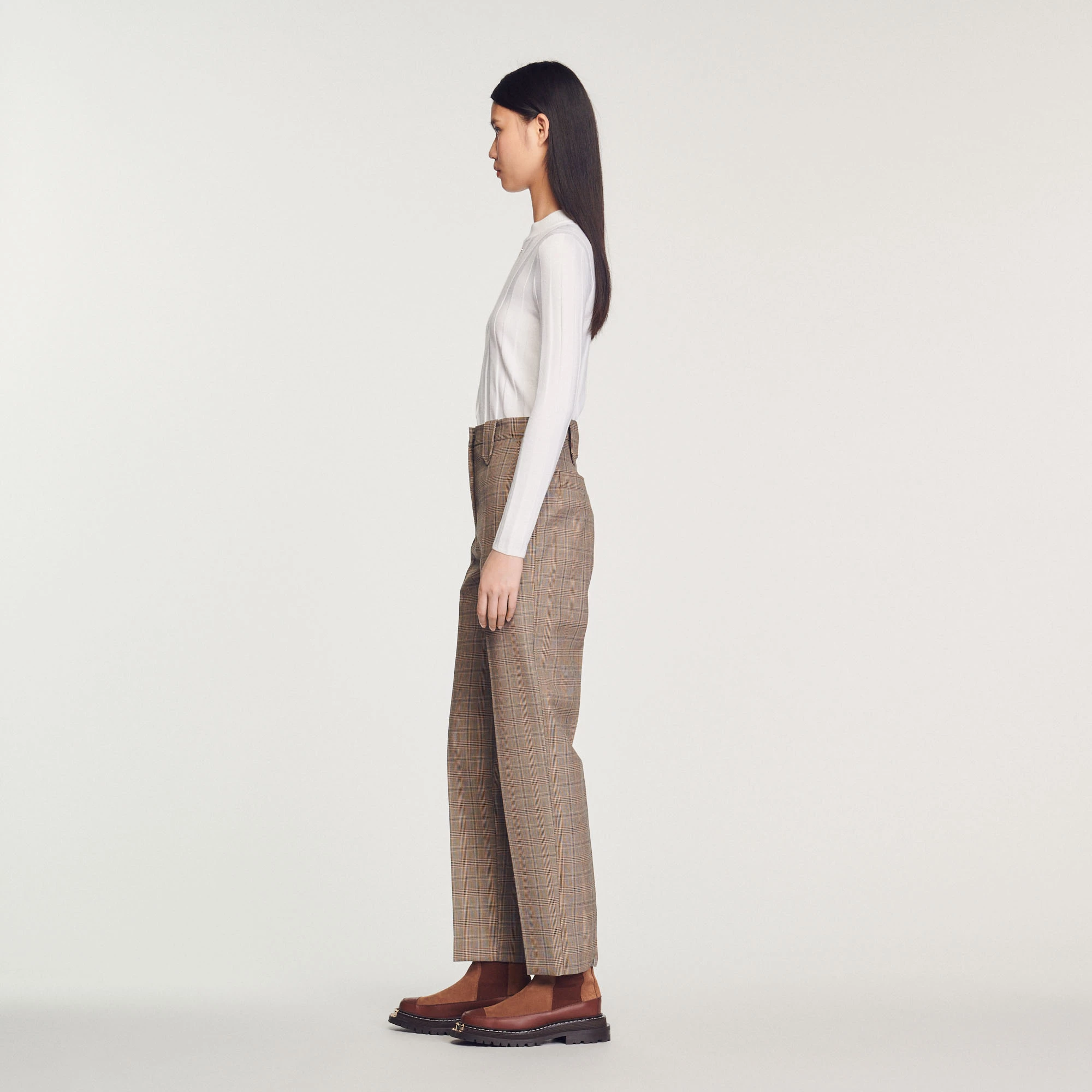 Flash Sale ???? Sandro Straight-leg Checked Trousers Brown ???? 6 Flash Sale ???? Sandro Straight-leg Checked Trousers Brown ???? - Image 6