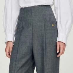 Coupon ???? Sandro High-waisted Trousers Dark Grey ???? 9 Coupon ???? Sandro High-waisted Trousers Dark Grey ???? -Sandro Shop Sandro SFPPA01022 240 V 3