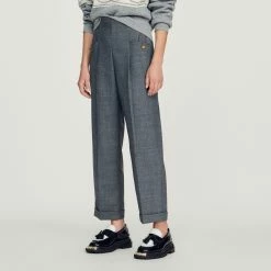 Coupon ???? Sandro High-waisted Trousers Dark Grey ???? 10 Coupon ???? Sandro High-waisted Trousers Dark Grey ???? -Sandro Shop Sandro SFPPA01022 240 V 4