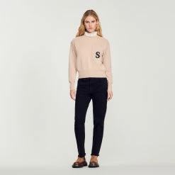 Outlet ???? Sandro Sweater With Contrasting Ruffled Collar Beige ???? 10 Outlet ???? Sandro Sweater With Contrasting Ruffled Collar Beige ???? -Sandro Shop Sandro SFPPU00812 16 V 4