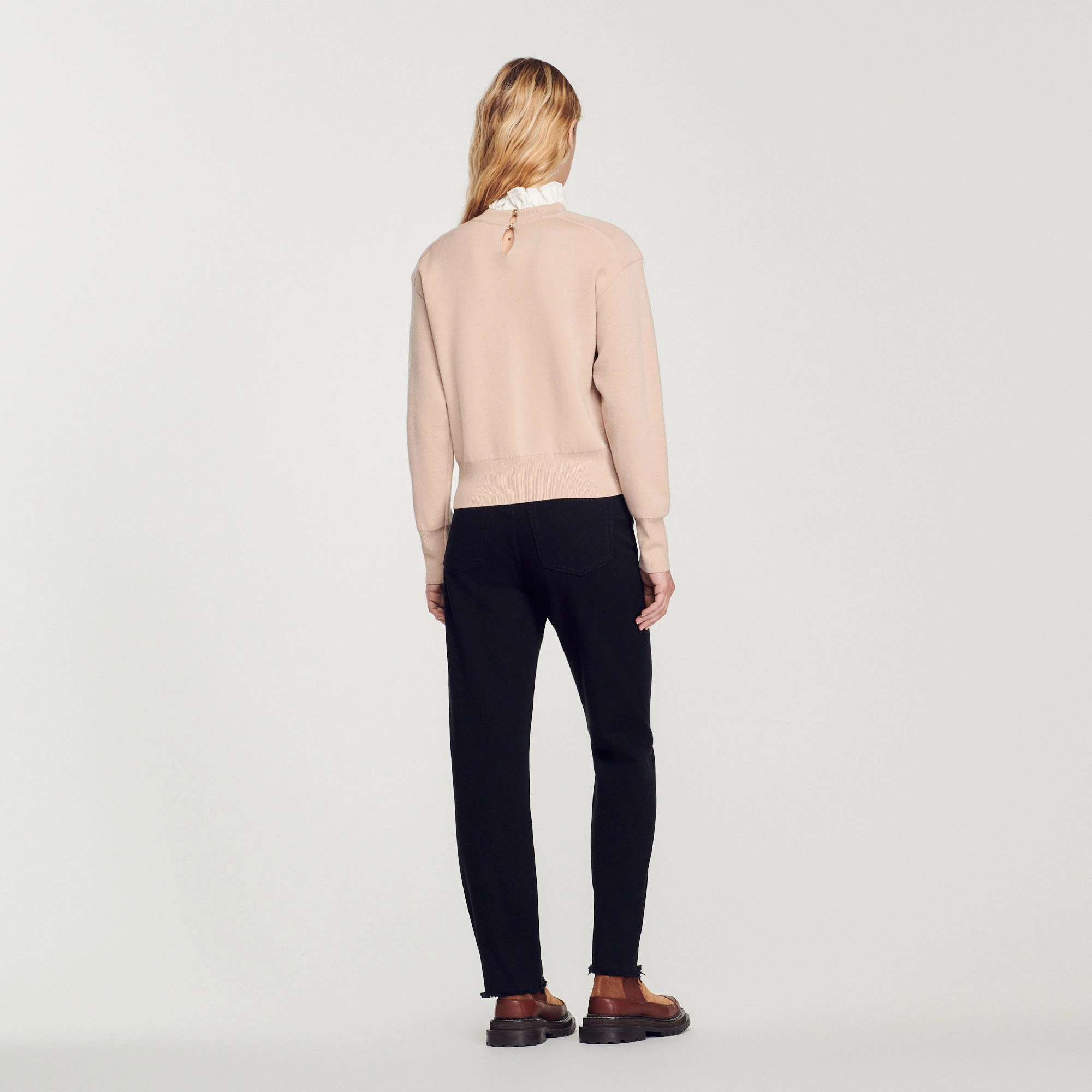 Outlet ???? Sandro Sweater With Contrasting Ruffled Collar Beige ???? 5 Outlet ???? Sandro Sweater With Contrasting Ruffled Collar Beige ???? - Image 5