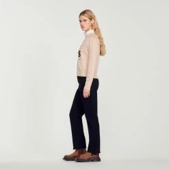 Outlet ???? Sandro Sweater With Contrasting Ruffled Collar Beige ???? 12 Outlet ???? Sandro Sweater With Contrasting Ruffled Collar Beige ???? -Sandro Shop Sandro SFPPU00812 16 V 6