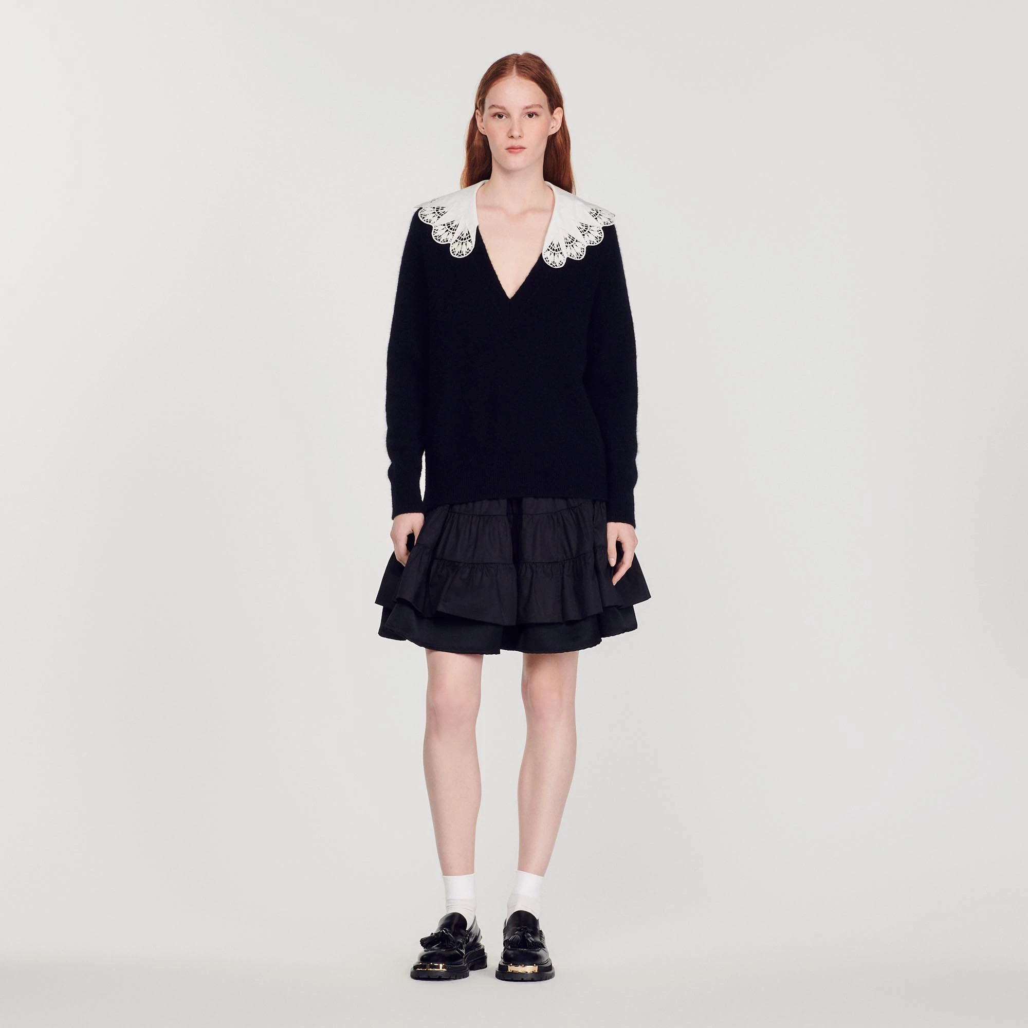 Discount ✔️ Sandro Poplin Collar Sweater Black ???? 2 Discount ✔️ Sandro Poplin Collar Sweater Black ???? - Image 2