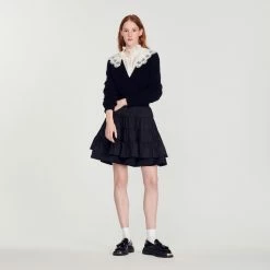 Discount ✔️ Sandro Poplin Collar Sweater Black ???? 10 Discount ✔️ Sandro Poplin Collar Sweater Black ???? -Sandro Shop Sandro SFPPU01244 20 V 4