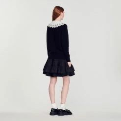 Discount ✔️ Sandro Poplin Collar Sweater Black ???? 11 Discount ✔️ Sandro Poplin Collar Sweater Black ???? -Sandro Shop Sandro SFPPU01244 20 V 5