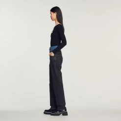 New ???? Sandro Long-sleeved Bodysuit Black ???? 12 New ???? Sandro Long-sleeved Bodysuit Black ???? -Sandro Shop Sandro SFPPU01543 20 V 6