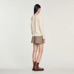 Cheap ???? Sandro Sweater With Contrasting V-neck Ecru ???? 11 Cheap ???? Sandro Sweater With Contrasting V-neck Ecru ???? -Sandro Shop Sandro SFPPU01552 11 V 5