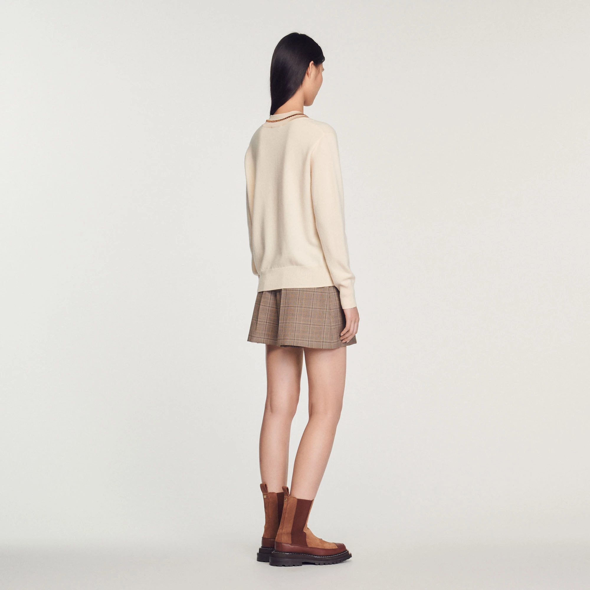 Cheap ???? Sandro Sweater With Contrasting V-neck Ecru ???? 5 Cheap ???? Sandro Sweater With Contrasting V-neck Ecru ???? - Image 5