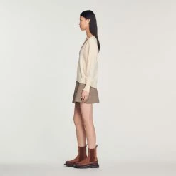 Cheap ???? Sandro Sweater With Contrasting V-neck Ecru ???? 12 Cheap ???? Sandro Sweater With Contrasting V-neck Ecru ???? -Sandro Shop Sandro SFPPU01552 11 V 6