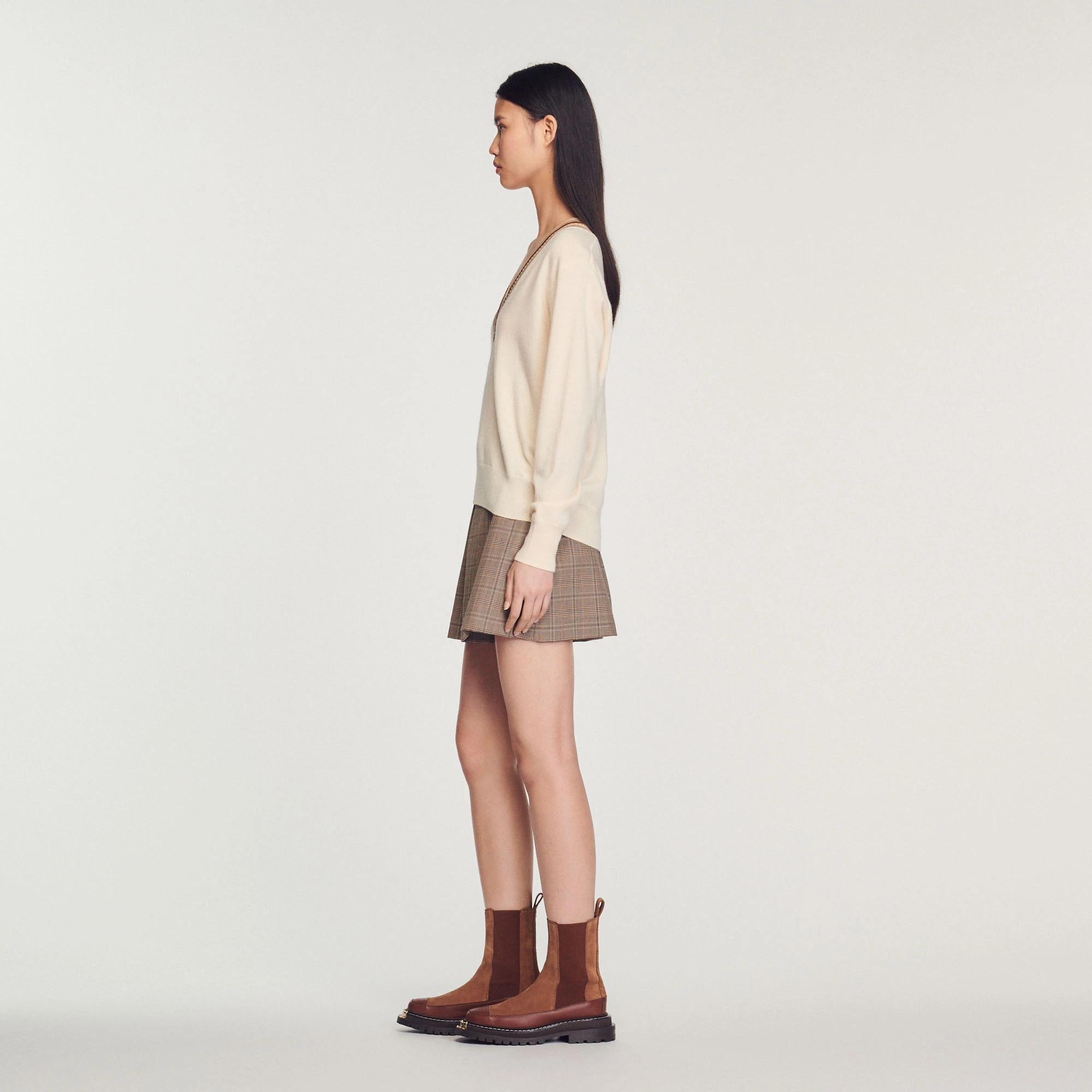 Cheap ???? Sandro Sweater With Contrasting V-neck Ecru ???? 6 Cheap ???? Sandro Sweater With Contrasting V-neck Ecru ???? - Image 6