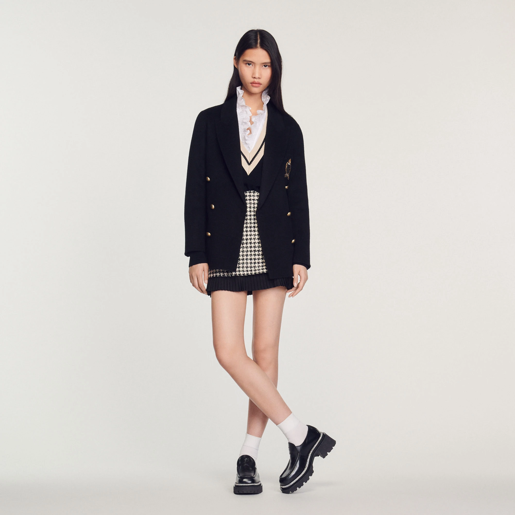 Promo ✨ Sandro Sweater With Contrasting V-neck Black ???? 4 Promo ✨ Sandro Sweater With Contrasting V-neck Black ???? - Image 4