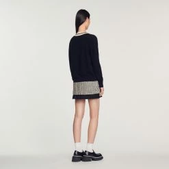 Promo ✨ Sandro Sweater With Contrasting V-neck Black ???? 11 Promo ✨ Sandro Sweater With Contrasting V-neck Black ???? -Sandro Shop Sandro SFPPU01552 20 V 5