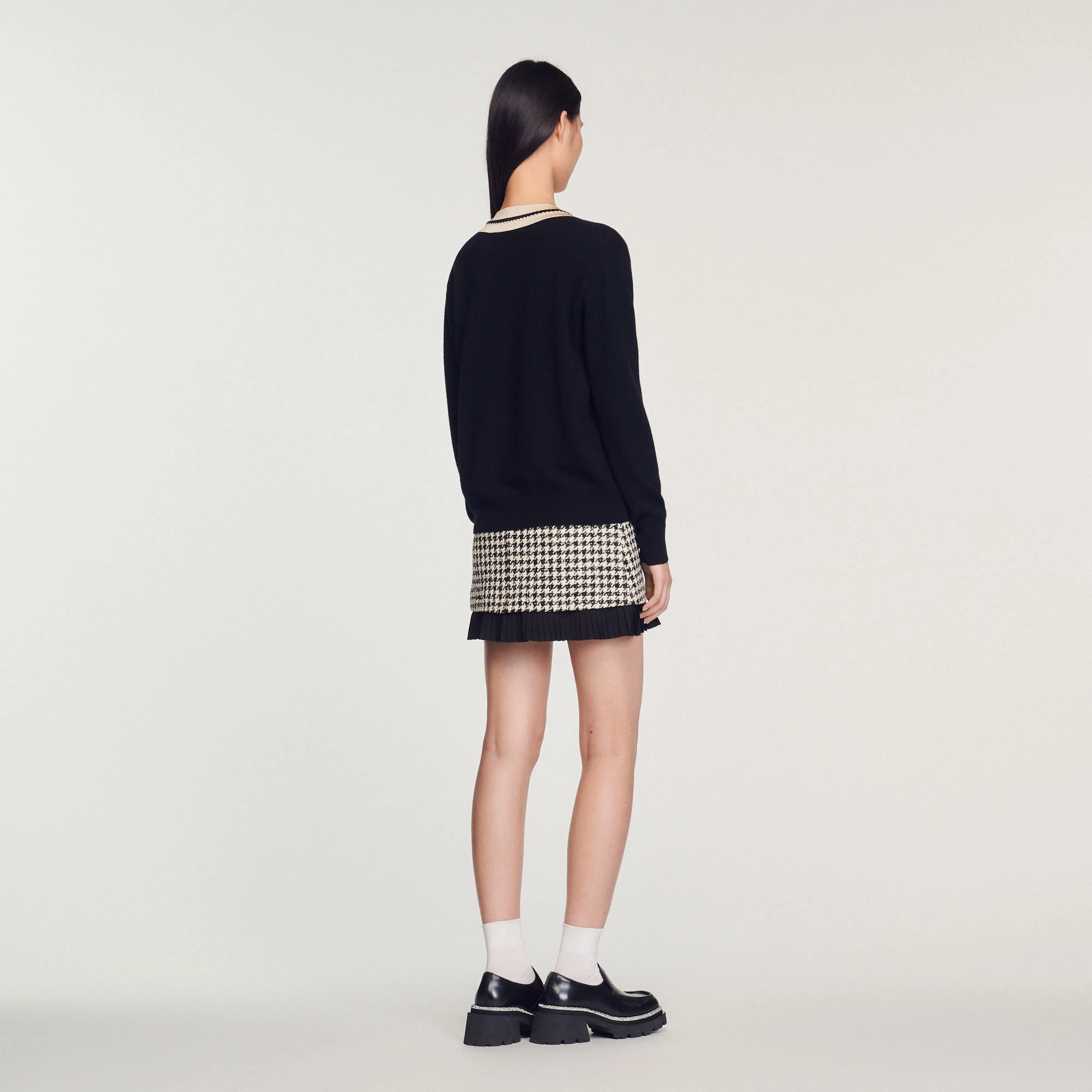 Promo ✨ Sandro Sweater With Contrasting V-neck Black ???? 5 Promo ✨ Sandro Sweater With Contrasting V-neck Black ???? - Image 5