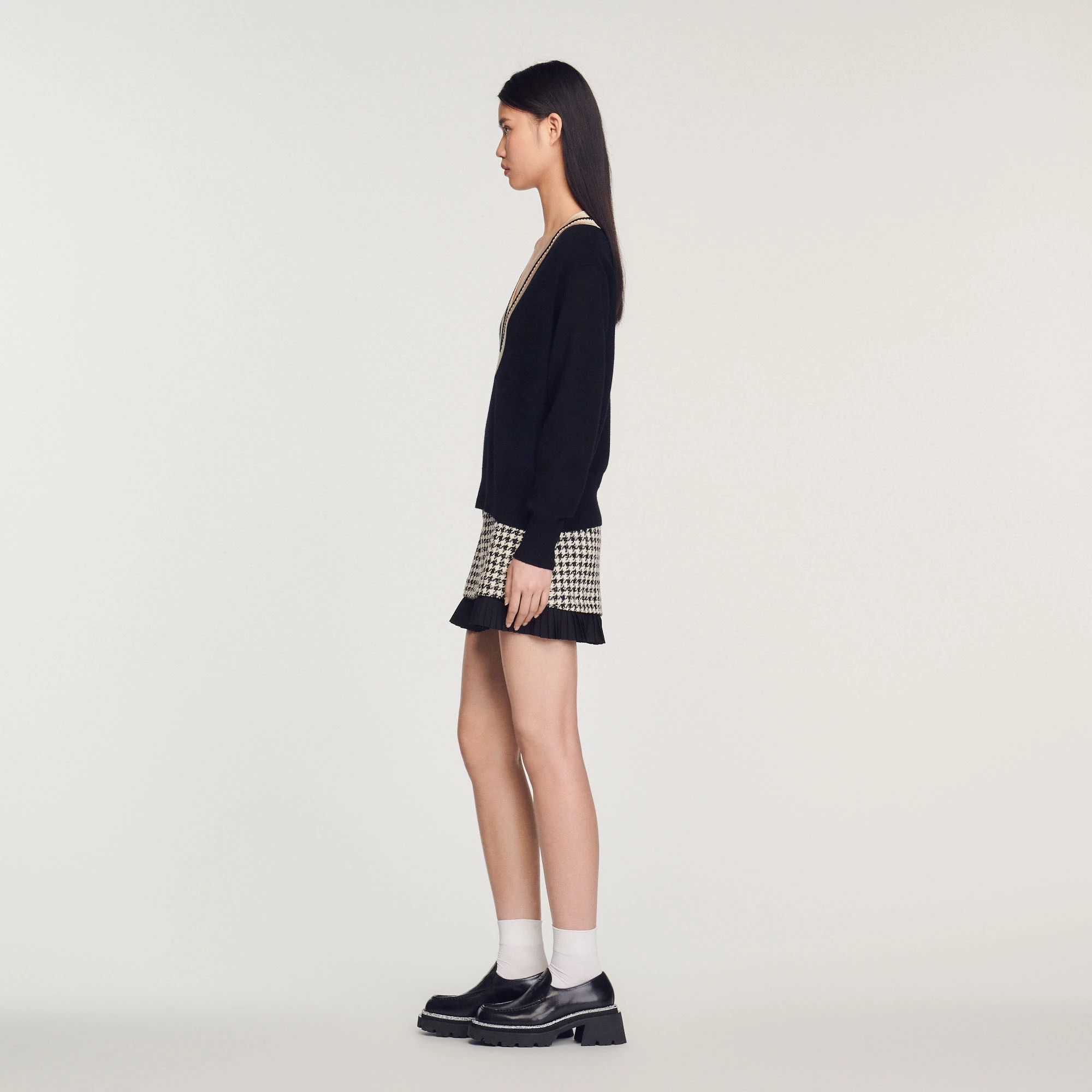 Promo ✨ Sandro Sweater With Contrasting V-neck Black ???? 6 Promo ✨ Sandro Sweater With Contrasting V-neck Black ???? - Image 6