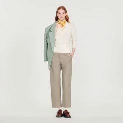 Outlet ???? Sandro Knitted V-neck Sweater Ecru ???? 10 Outlet ???? Sandro Knitted V-neck Sweater Ecru ???? -Sandro Shop Sandro SFPPU01557 11 V 4