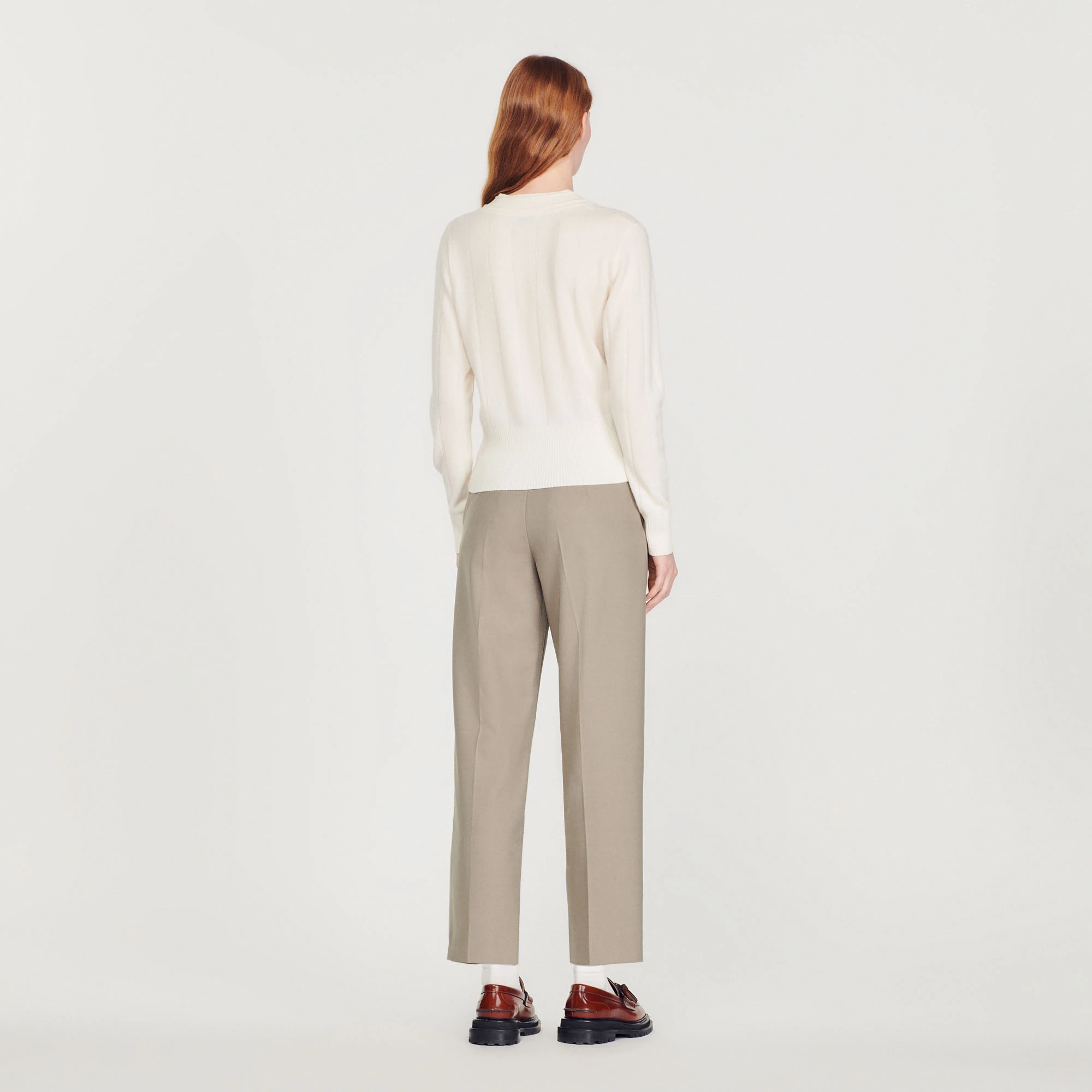 Outlet ???? Sandro Knitted V-neck Sweater Ecru ???? 5 Outlet ???? Sandro Knitted V-neck Sweater Ecru ???? - Image 5