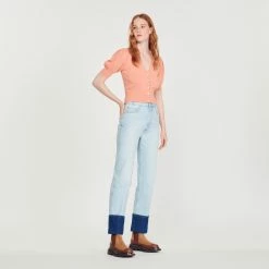 Discount ⌛ Sandro Cropped Cardigan With Balloon Sleeves Pink ✔️ -Sandro Shop Sandro SFPPU01568 60 V 4