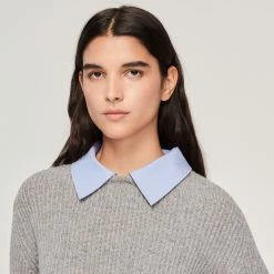 Promo ✨ Sandro Cropped Trompe-l'oeil Sweater Dark Grey ???? 9 Promo ✨ Sandro Cropped Trompe-l'oeil Sweater Dark Grey ???? -Sandro Shop Sandro SFPPU01597 240 V 3