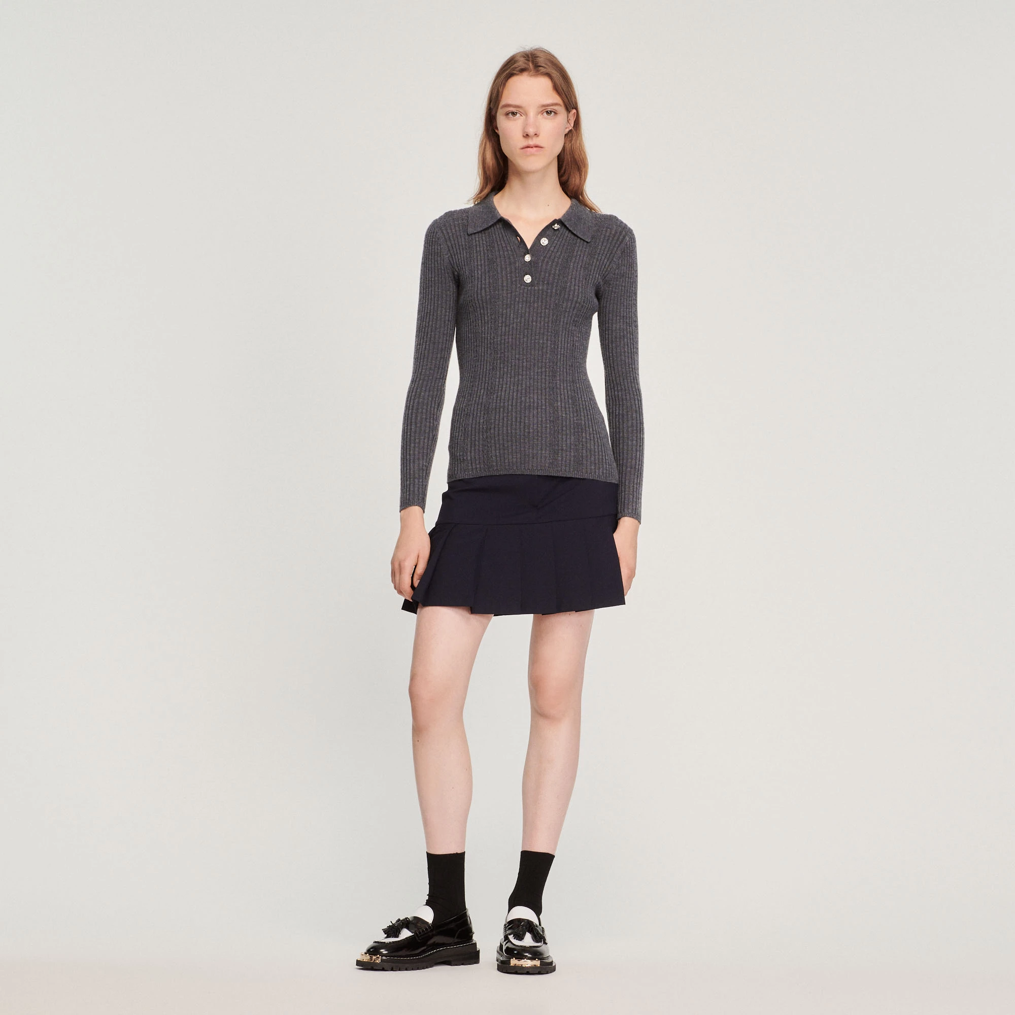 Coupon ???? Sandro Knit Sweater With Jewel Buttons Dark Grey ???? 2 Coupon ???? Sandro Knit Sweater With Jewel Buttons Dark Grey ???? - Image 2