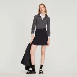 Coupon ???? Sandro Knit Sweater With Jewel Buttons Dark Grey ????