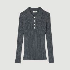 Coupon ???? Sandro Knit Sweater With Jewel Buttons Dark Grey ???? 13 Coupon ???? Sandro Knit Sweater With Jewel Buttons Dark Grey ???? -Sandro Shop Sandro SFPPU01620 240 V P