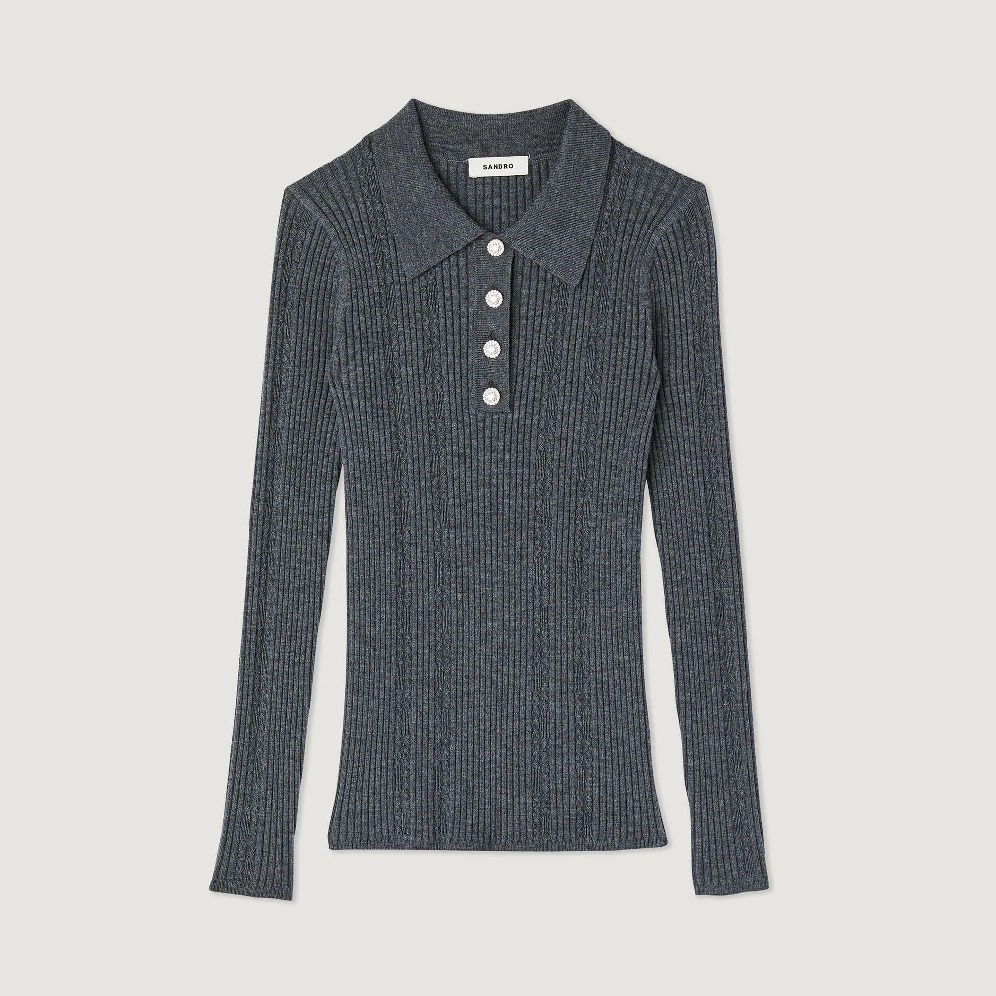 Coupon ???? Sandro Knit Sweater With Jewel Buttons Dark Grey ???? 7 Coupon ???? Sandro Knit Sweater With Jewel Buttons Dark Grey ???? - Image 7