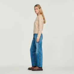 Best deal ???? Sandro Floral Jacquard Knit Sweater Beige ???? -Sandro Shop Sandro SFPPU01639 16 V 6