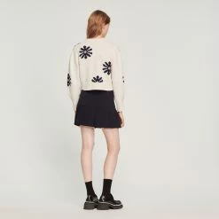 Discount ???? Sandro Floral Knit Sweater Ecru ???? 11 Discount ???? Sandro Floral Knit Sweater Ecru ???? -Sandro Shop Sandro SFPPU01641 11 V 5