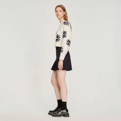 Discount ???? Sandro Floral Knit Sweater Ecru ???? 12 Discount ???? Sandro Floral Knit Sweater Ecru ???? -Sandro Shop Sandro SFPPU01641 11 V 6