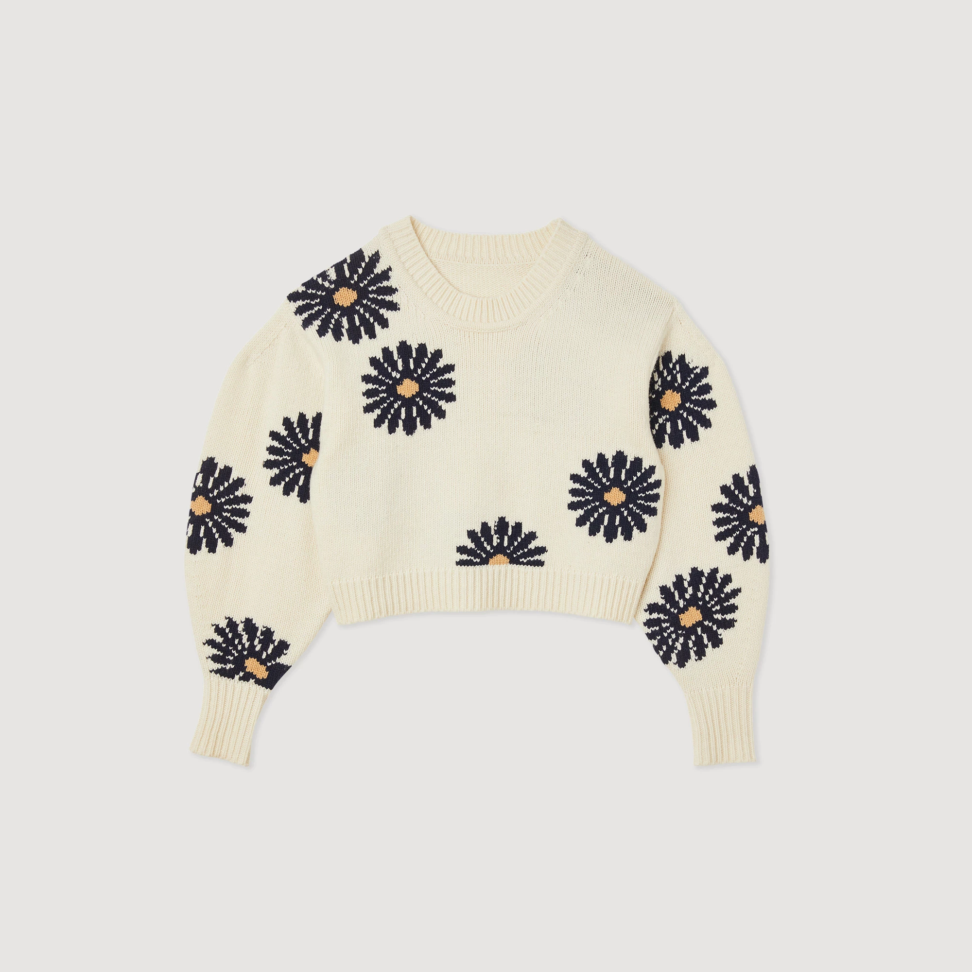 Discount ???? Sandro Floral Knit Sweater Ecru ???? 7 Discount ???? Sandro Floral Knit Sweater Ecru ???? - Image 7