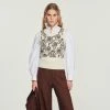 Cheap ???? Sandro Sleeveless Sweater With Paisley Print Ecru ????