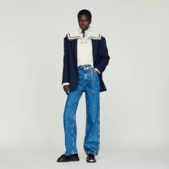 Discount ???? Sandro Sweater With An Open Collar Ecru ⭐