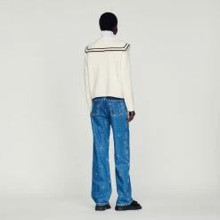 Discount ???? Sandro Sweater With An Open Collar Ecru ⭐ 11 Discount ???? Sandro Sweater With An Open Collar Ecru ⭐ -Sandro Shop Sandro SFPPU01655 11 V 5