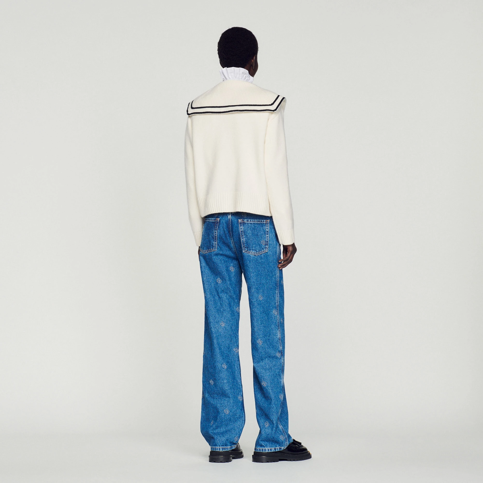 Discount ???? Sandro Sweater With An Open Collar Ecru ⭐ 5 Discount ???? Sandro Sweater With An Open Collar Ecru ⭐ - Image 5